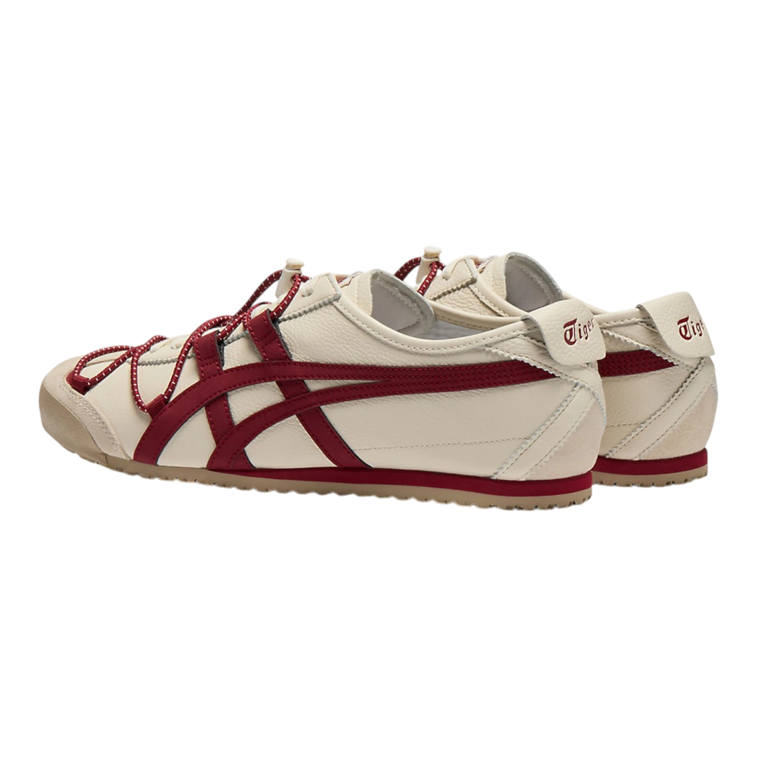 Onitsuka Tiger Mexico 66 VINY sneakers in birch leather with beet juice stripes and layered laces.
