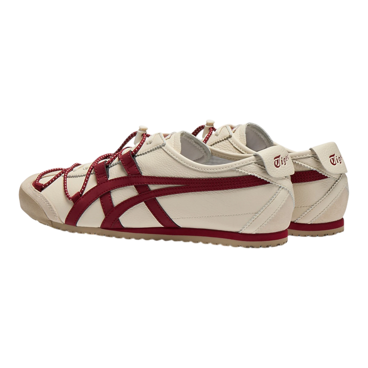 Onitsuka Tiger Mexico 66 VINY sneakers in birch leather with beet juice stripes and layered laces.