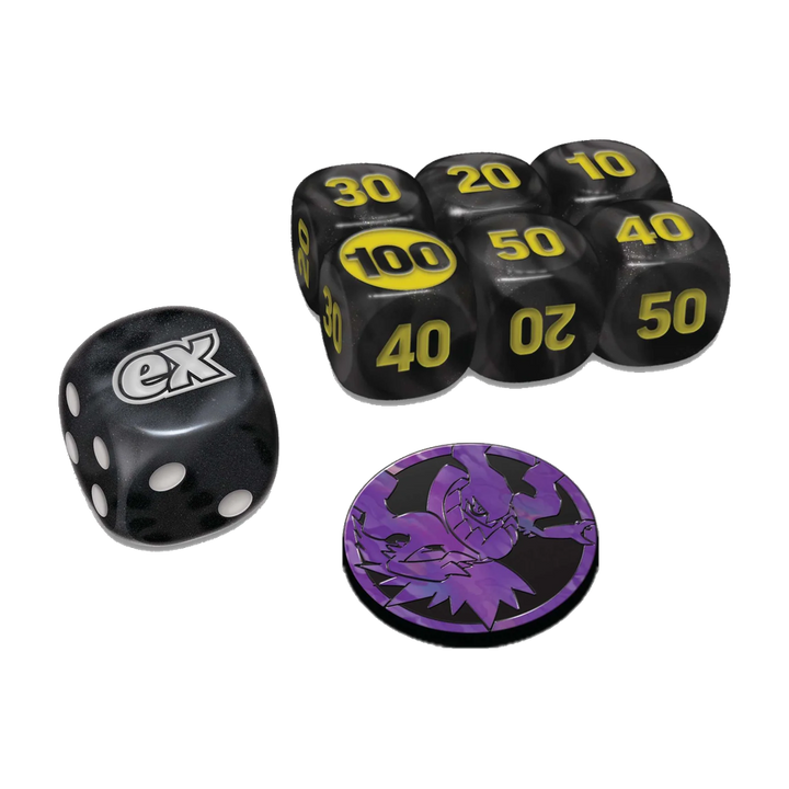Pokémon TCG Pitch Black damage-counter dice, coin-flip die and plastic coin