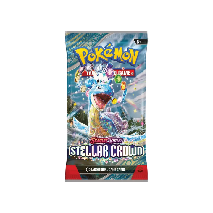 Pokémon TCG Scarlet &amp; Violet Stellar Crown SV07 booster pack featuring Lapras artwork