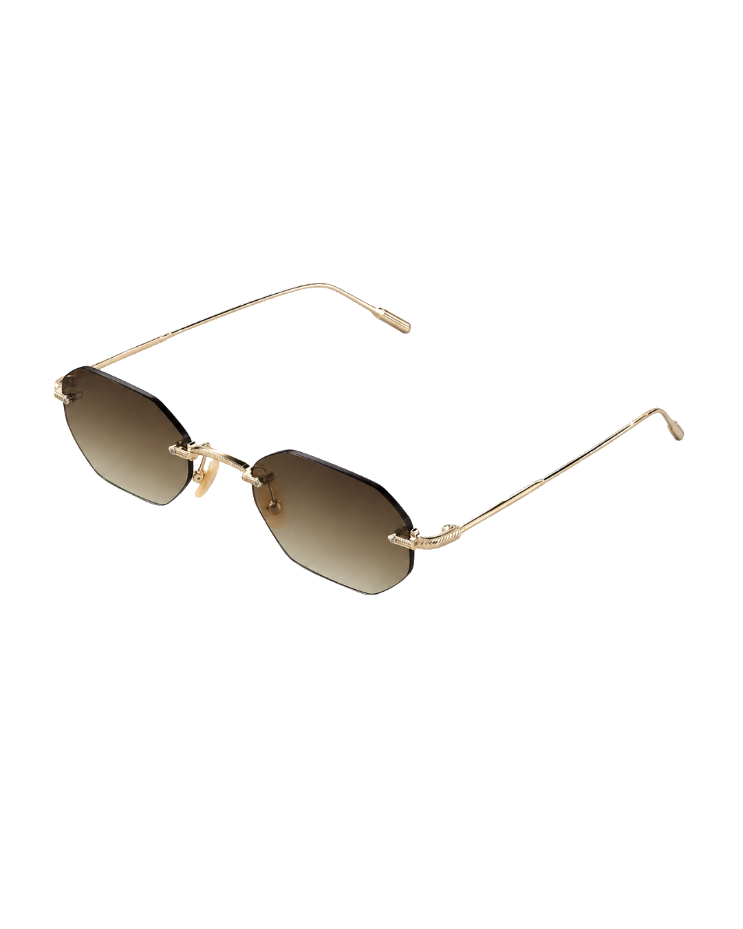 Ryoko PrismEdge GoldWhiskey sunglasses with rimless gold frame and brown gradient lenses