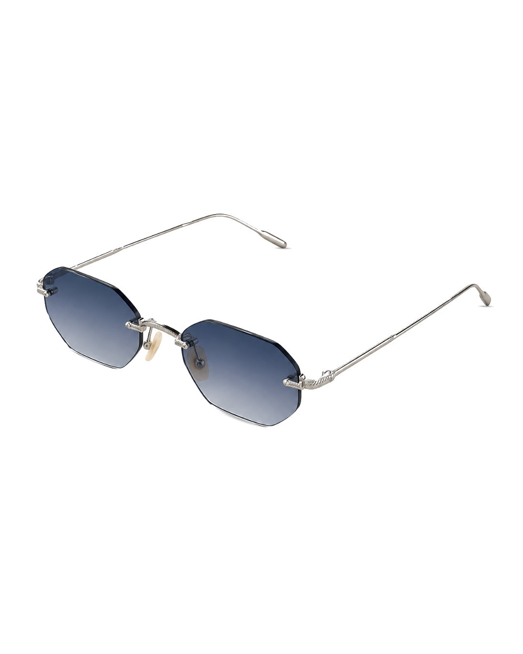 Ryoko PrismEdge SilverTide sunglasses with rimless silver frame and blue gradient lenses