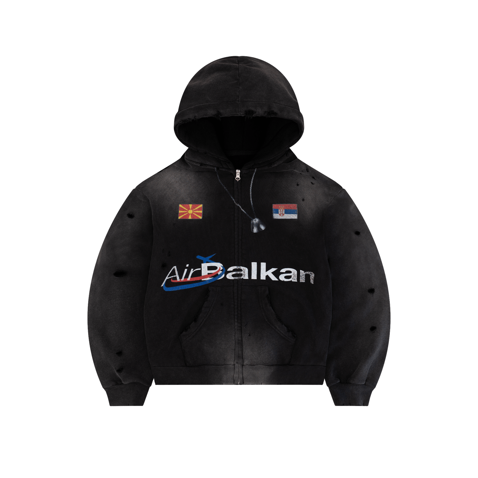 Balkan Zip Hoodie Vintage Black
