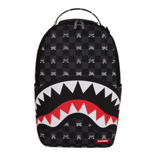 Sprayground GRAY PEEKING CHARACTER CHECK BACKPACK