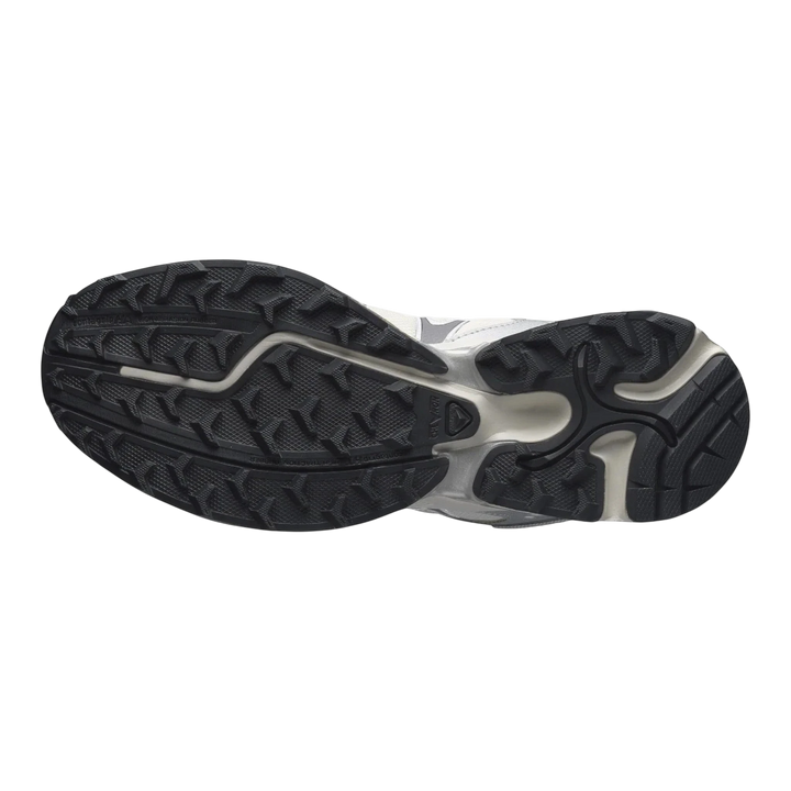 Salomon XT-Whisper sneakers in silver and lunar rock with a black rubber outsole and white midsole.