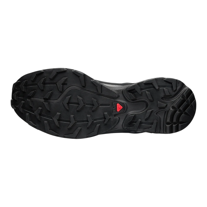 Salomon XT6 trail running shoes in black with a durable rubber outsole and Quicklace system.