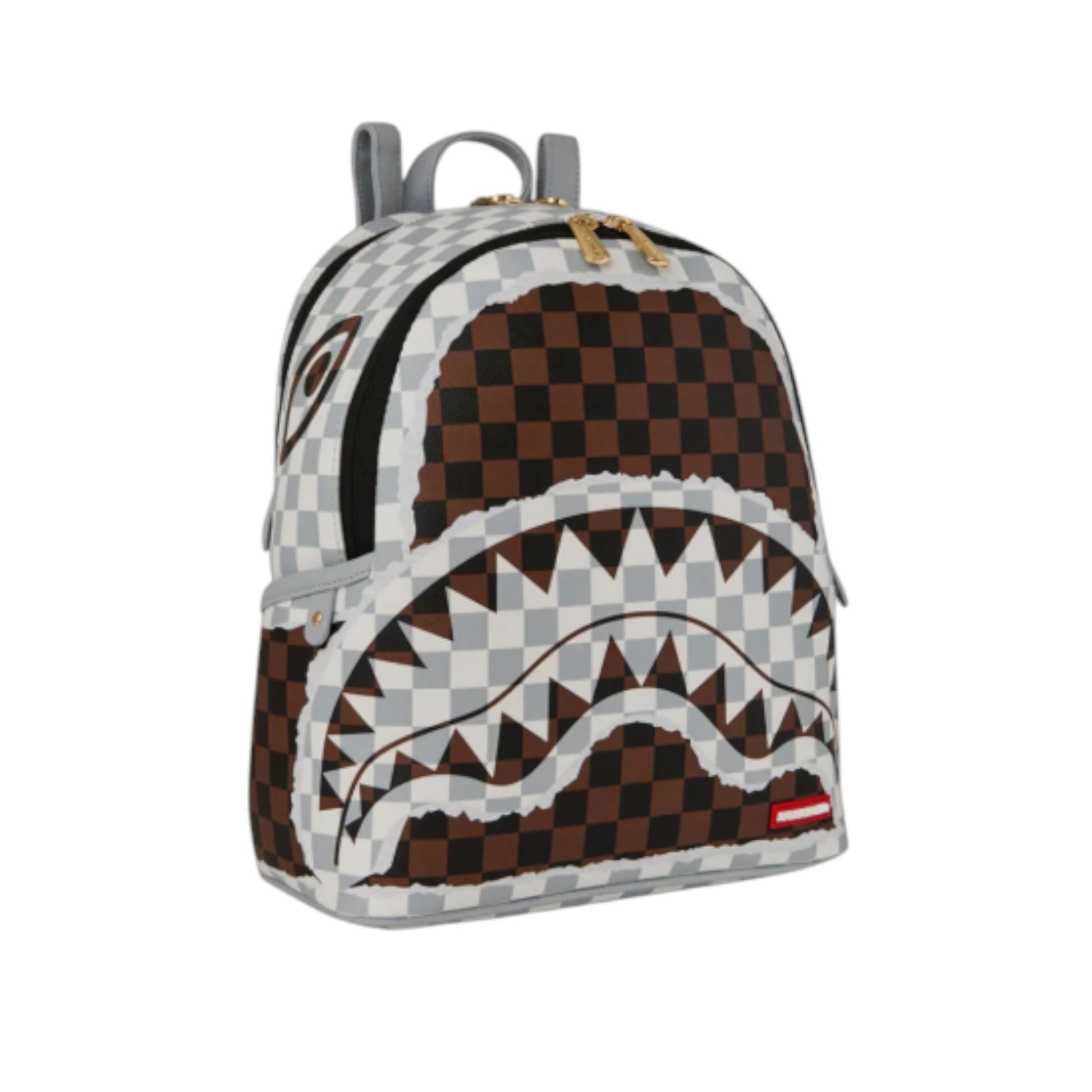 Sprayground Cream And Brown Tear Check Savage Backpack
