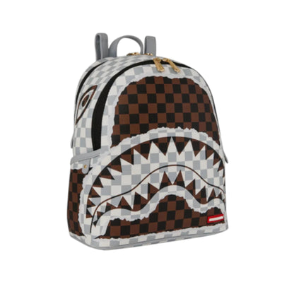 Sprayground Cream And Brown Tear Check Savage Backpack