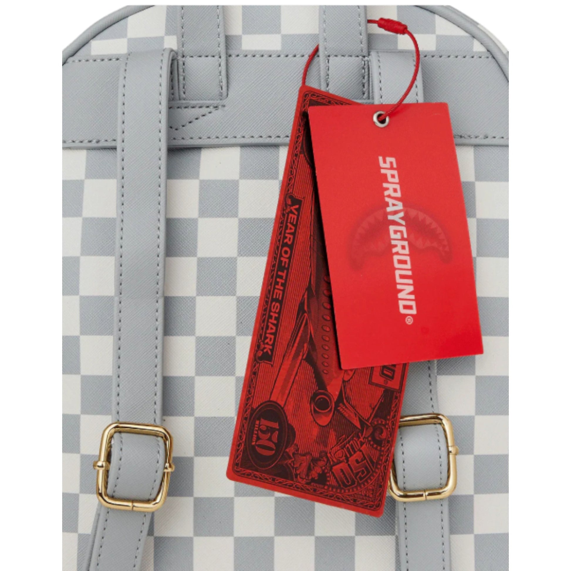 Sprayground Cream And Brown Tear Check Savage Backpack