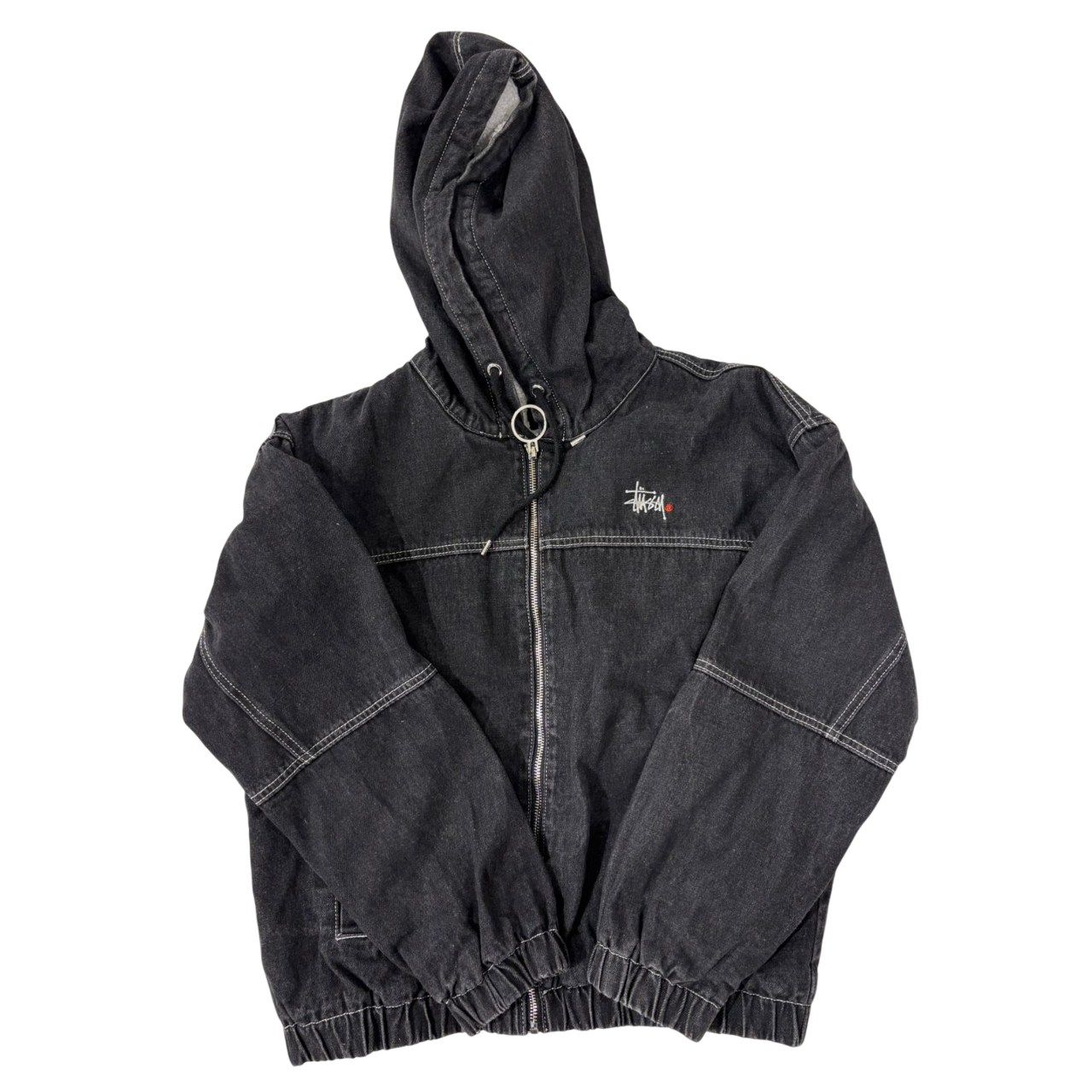 Vintage Stussy Zip Winter Jacket Black