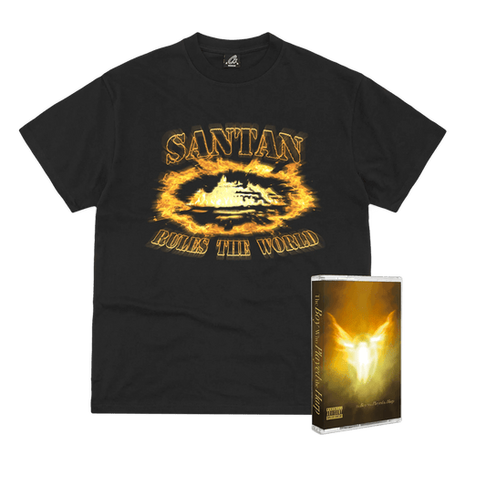 Corteiz Santan Alcatraz Tee Black/Orange Flame + Cassette