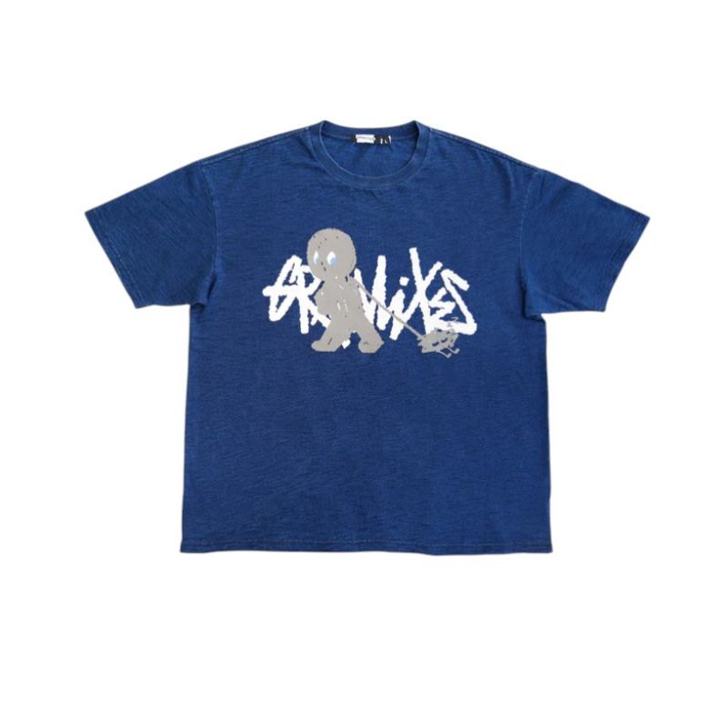 Indigo Dyed Slub Cotton T-Shirt